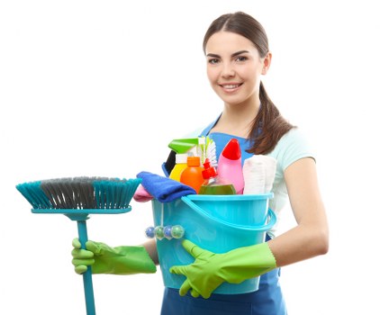 Cleaner managing a protected work area during carpet cleaning